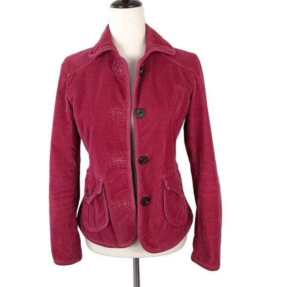 Gap Y2K Pink Corduroy Jacket Blazer Flap Pockets Lined Size 0 XS - Picture 1 of 5